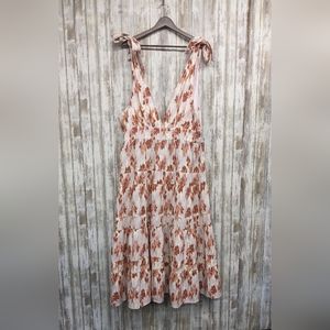 House of Harlow Linen Blend Strap Tie Midi Dress XL